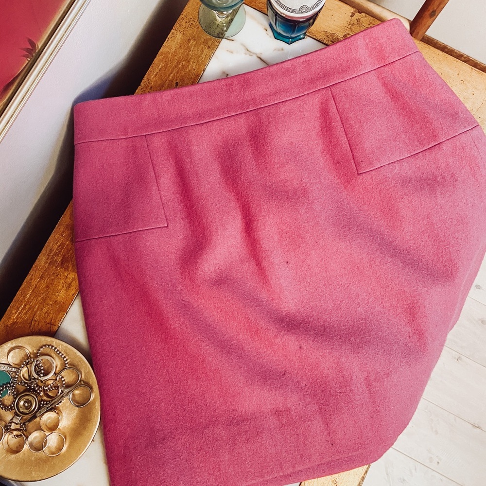 Fuchsia J.Crew Wool Mini Skirt